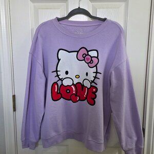 Pre-Loved Women’s XL Hello Kitty “Love” Crewneck Graphic Sweatshirt – Lavender